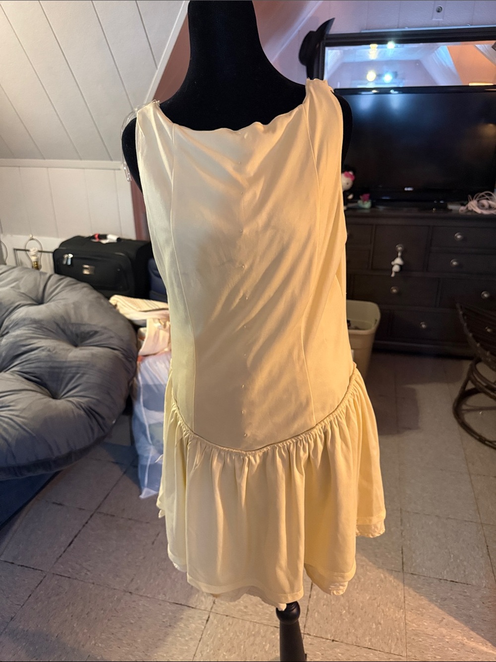 wild fable Cream Button-Front Ruffle-Hem Sundress - Picture 8 of 14
